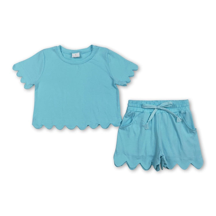 Solid girls scallop set