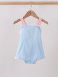 Blue Ruffle Bow Sunsuit
