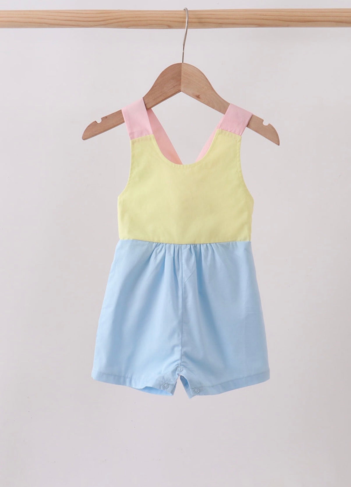 Yellow & Blue Bow romper