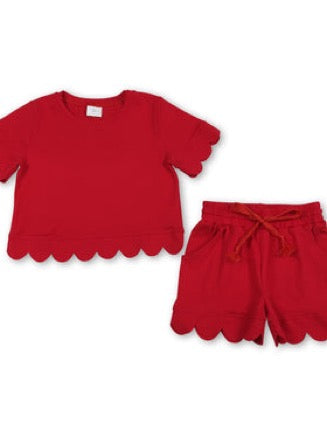 Solid girls scallop set