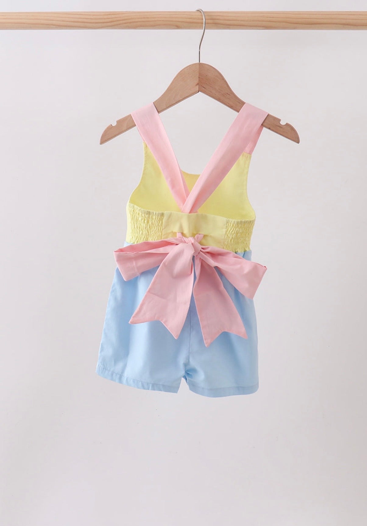 Yellow & Blue Bow romper