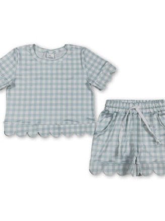 Plaid girls scallop set