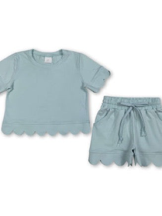 Solid girls scallop set