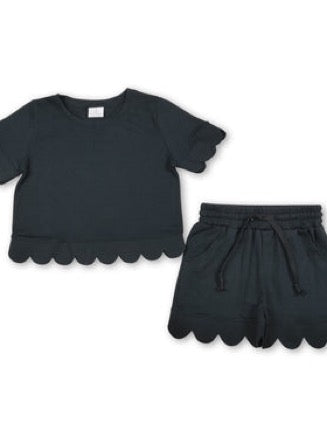 Solid girls scallop set
