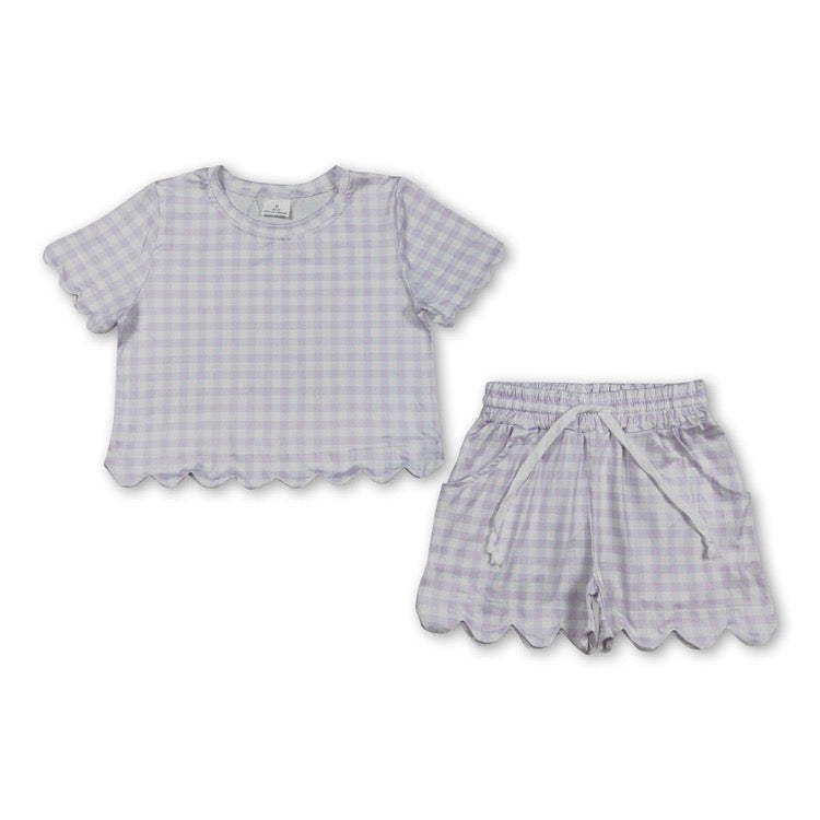 Plaid girls scallop set