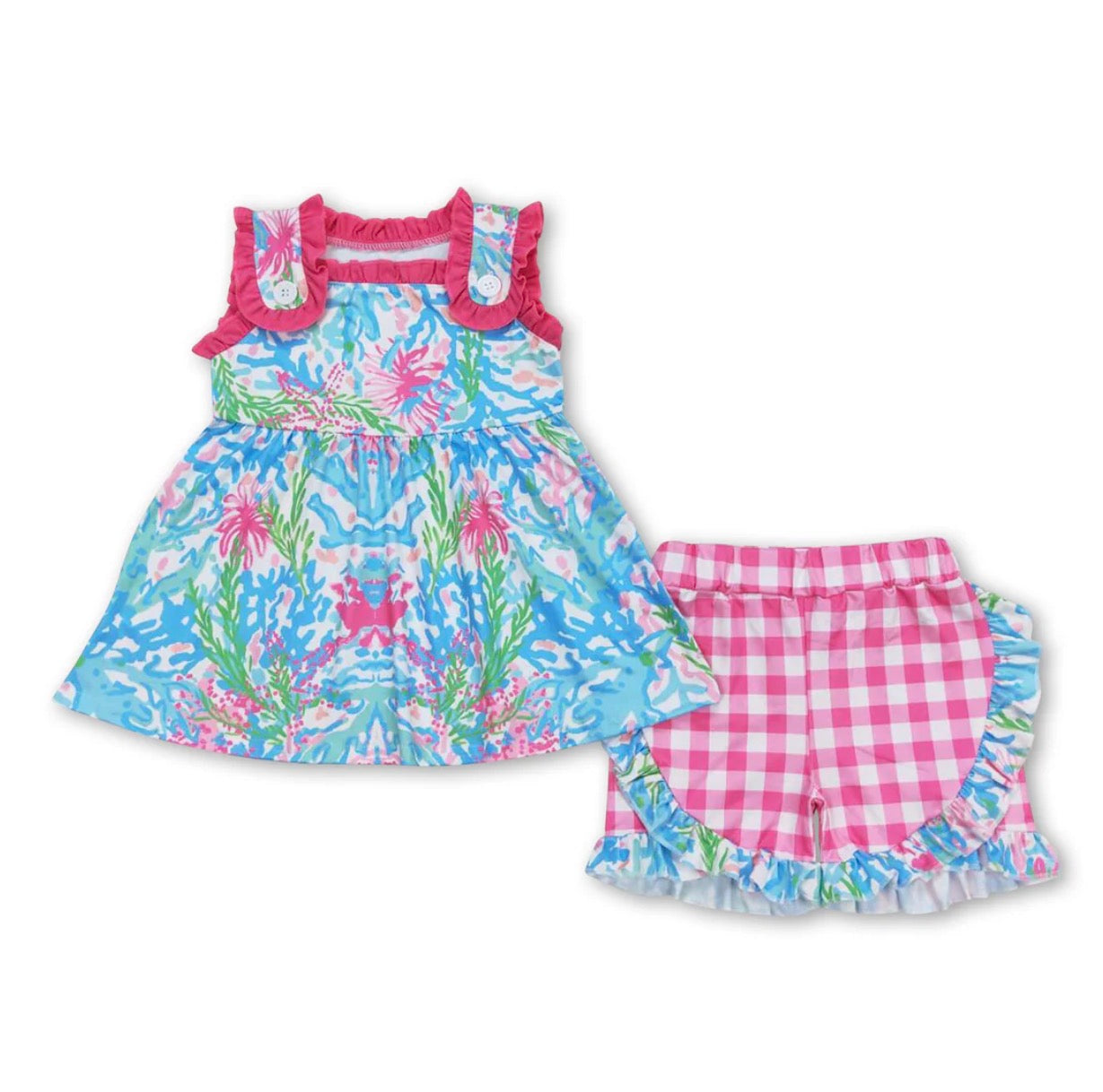 Starfish watercolor shorts set