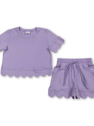 Solid girls scallop set