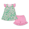 Fish watercolor ruffle shorts set