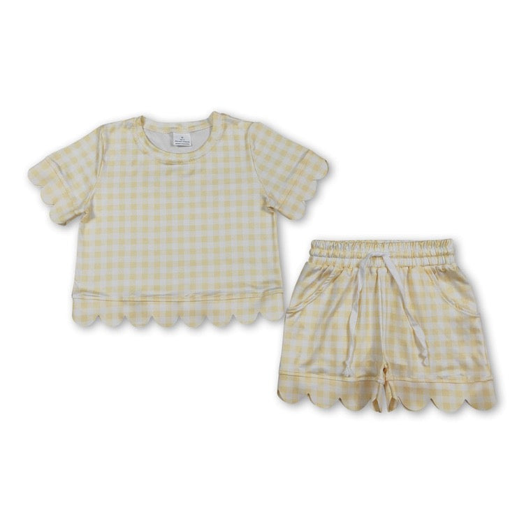 Plaid girls scallop set