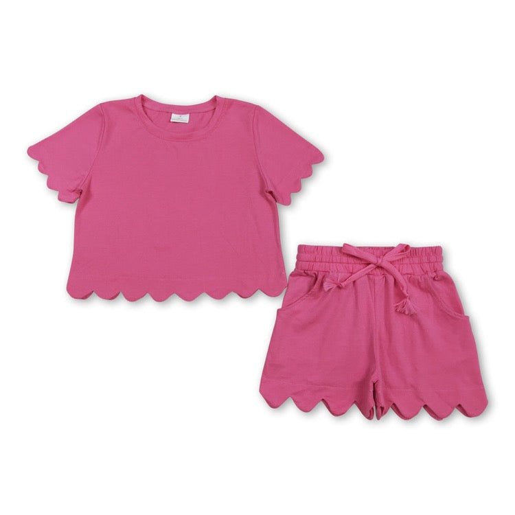 Solid girls scallop set