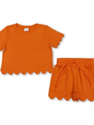 Solid girls scallop set