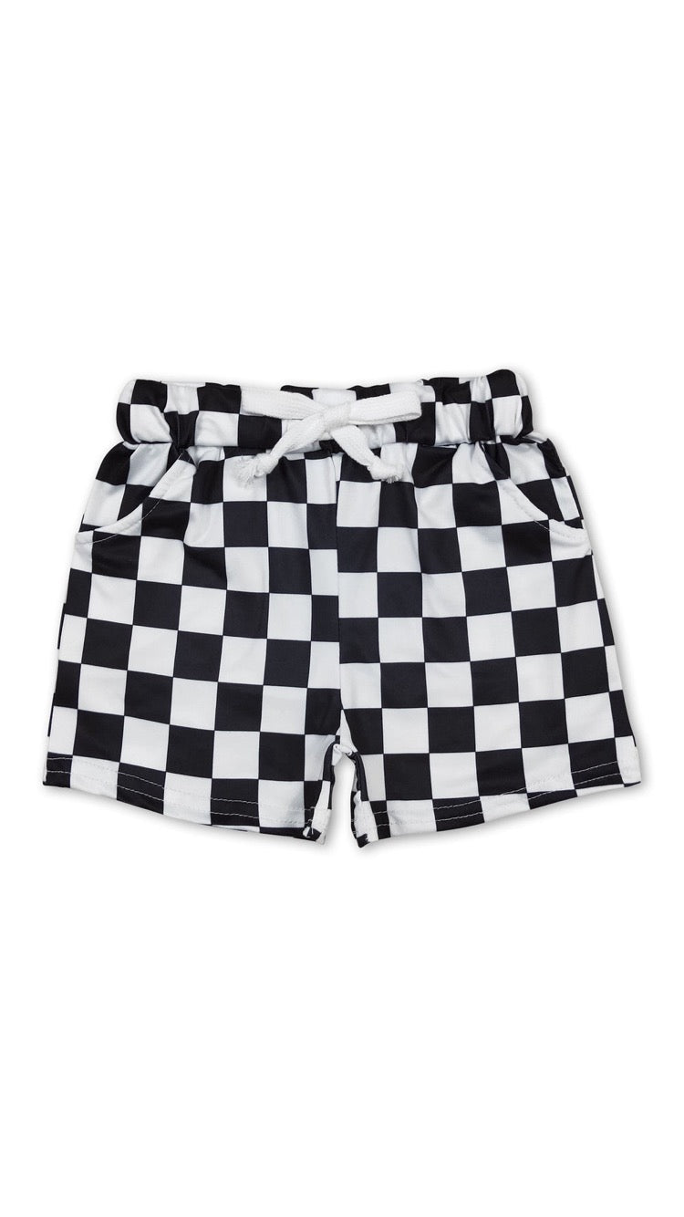 Checkered boys pocket shorts
