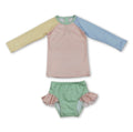 Color block girls long sleeve swimsuit