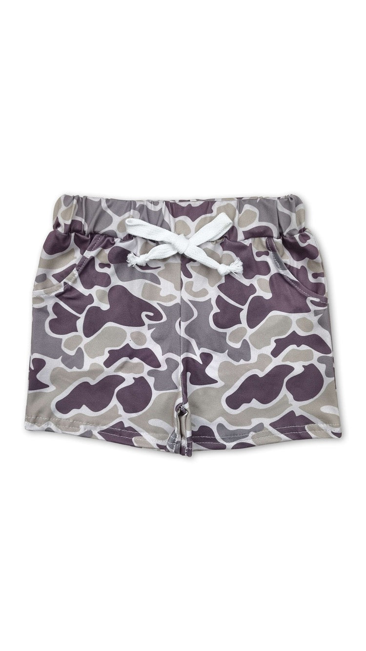 Gray camo boys pocket shorts