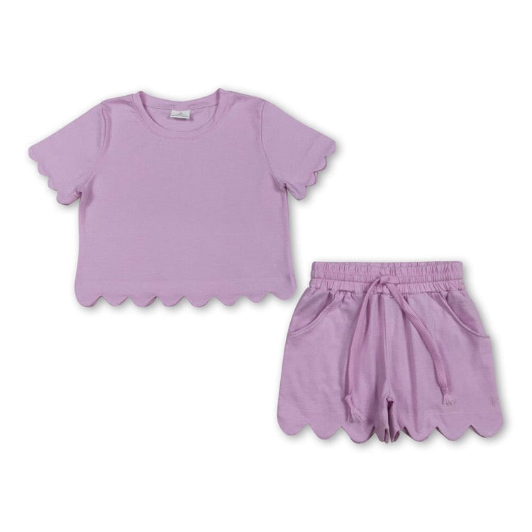 Solid girls scallop set