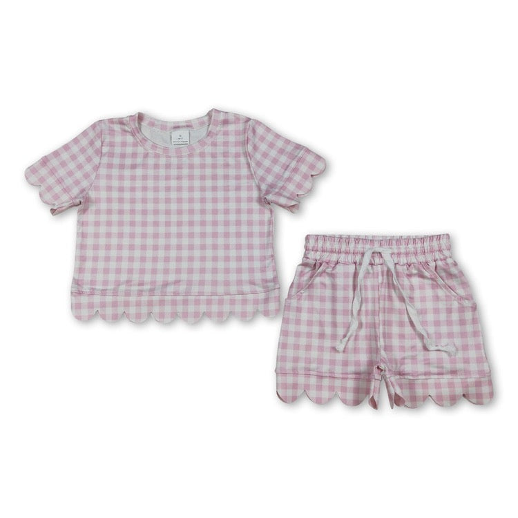 Plaid girls scallop set