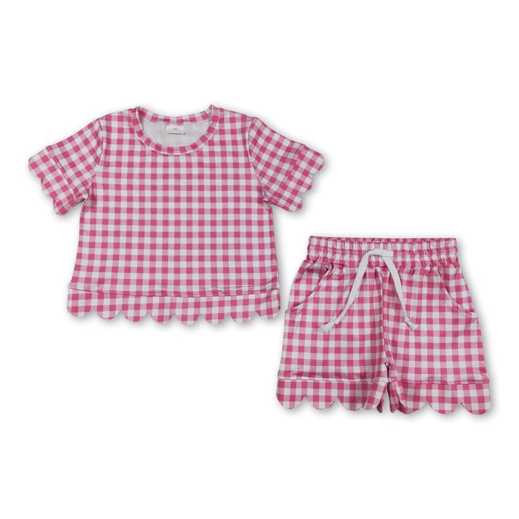 Plaid girls scallop set