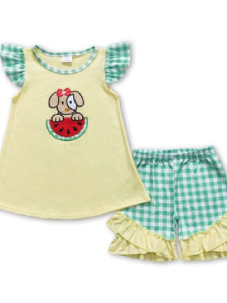 Watermelon Dog Shorts Set